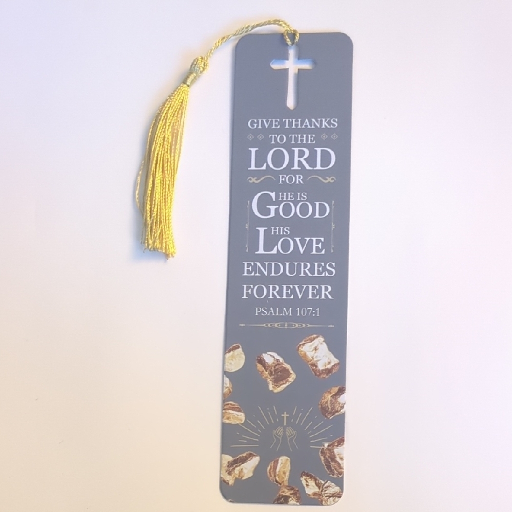 Inspirational Gray Bookmark with Yellow Tassel
